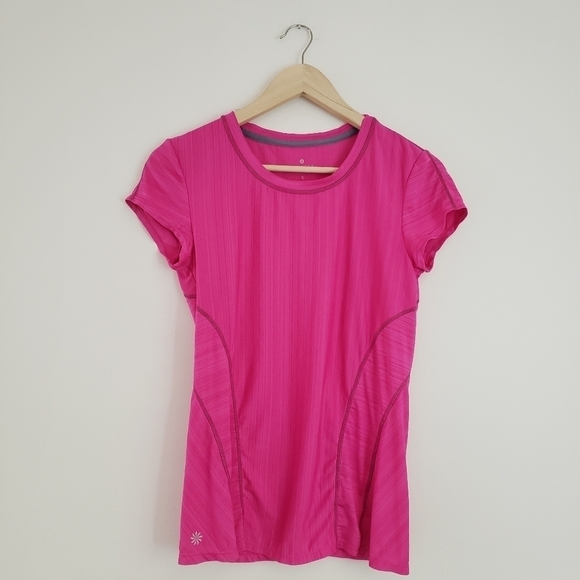 Athleta Pink Scoop Neck Reflective Tee - Picture 1 of 8